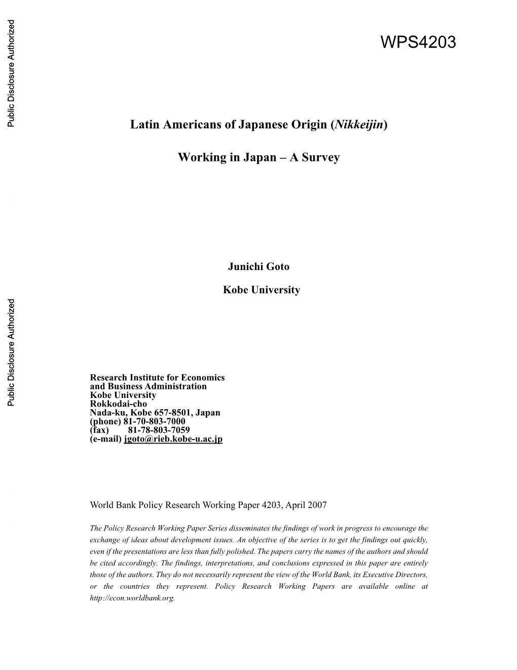 Working in Japan – a Survey