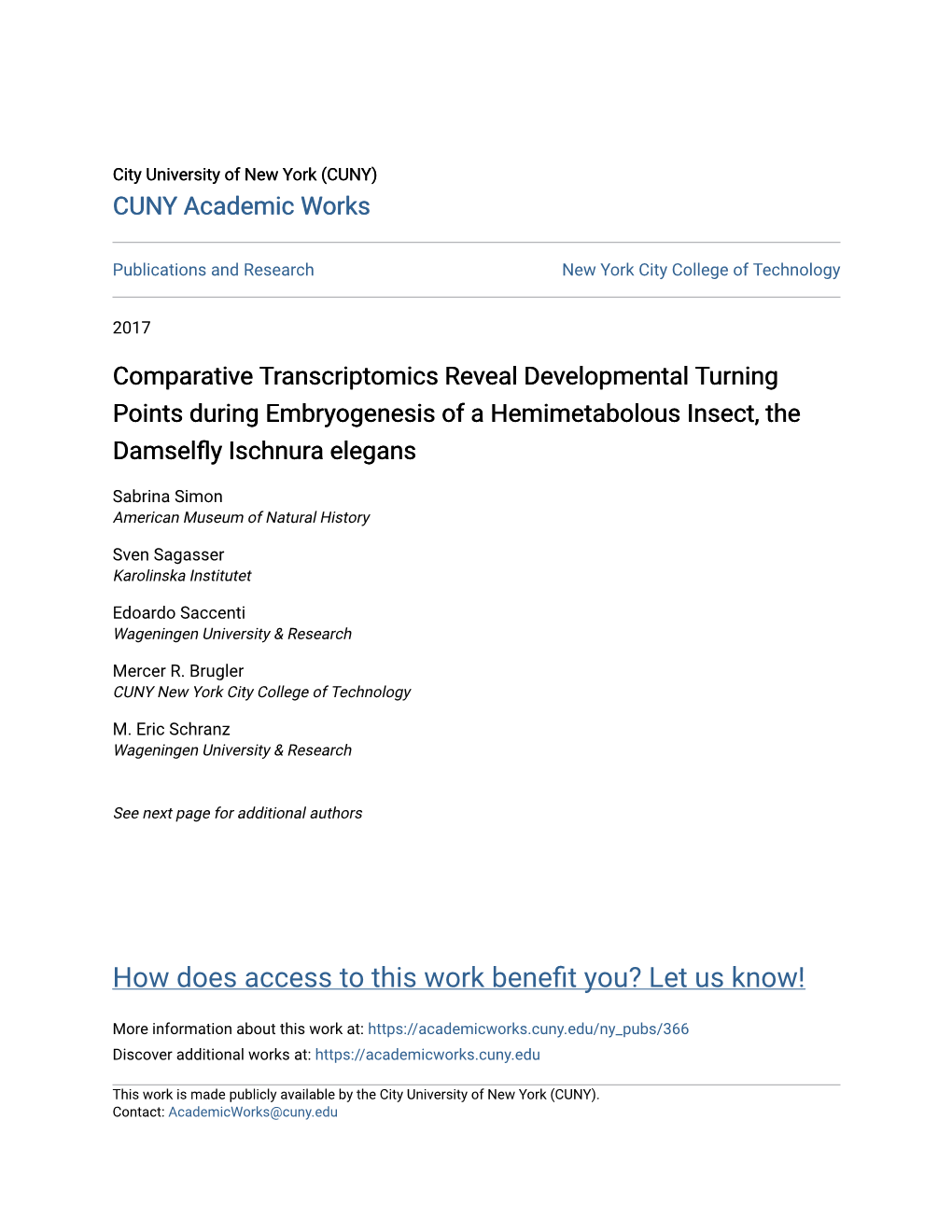 Comparative Transcriptomics Reveal Developmental Turning Points During Embryogenesis of a Hemimetabolous Insect, the Damselfly Ischnura Elegans