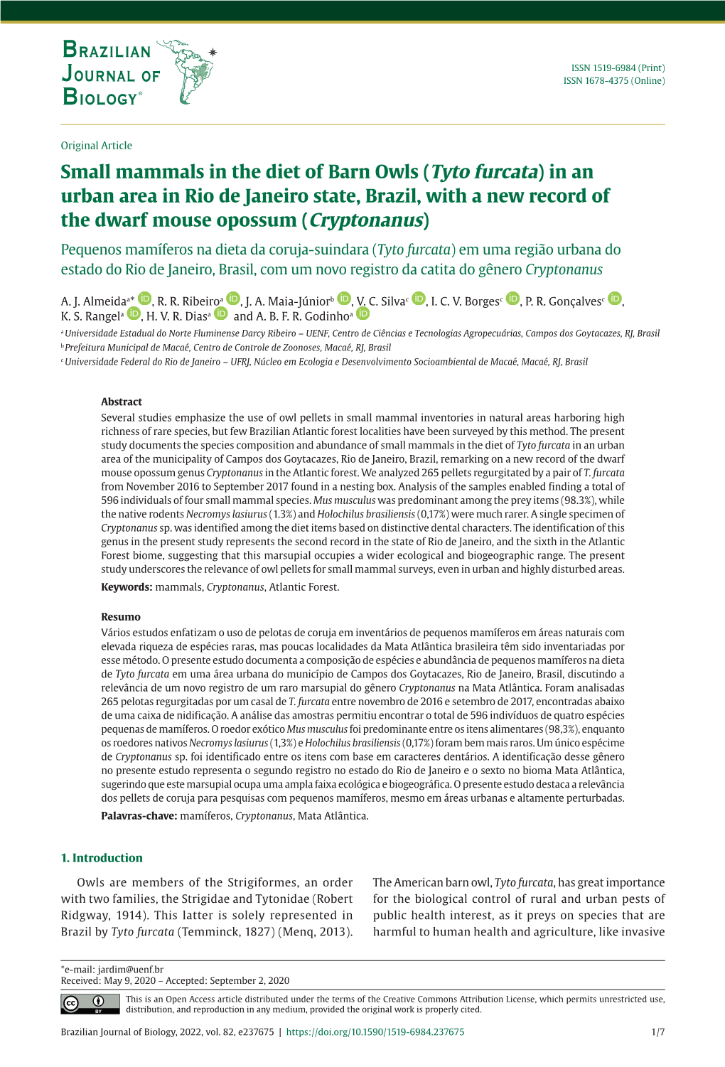 Small Mammals in the Diet of Barn Owls