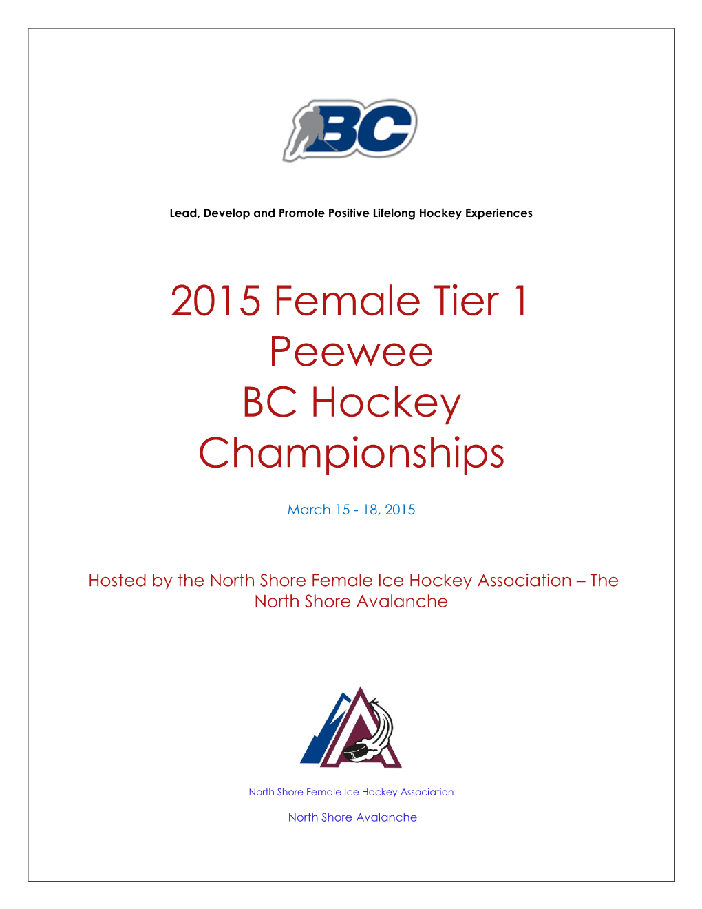 2015 Female Tier 1 Peewee BC Hockey Championships