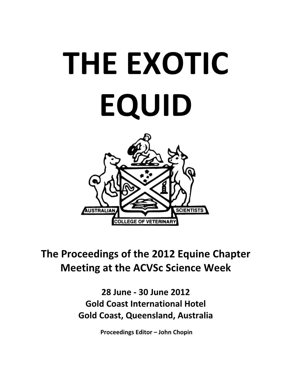 Equine Chapter Proceedings 2012 Science Week