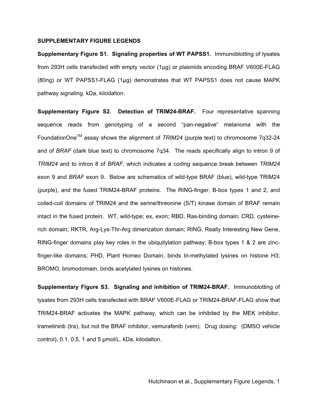 Hutchinson Et Al., Supplementary Figure Legends, 1
