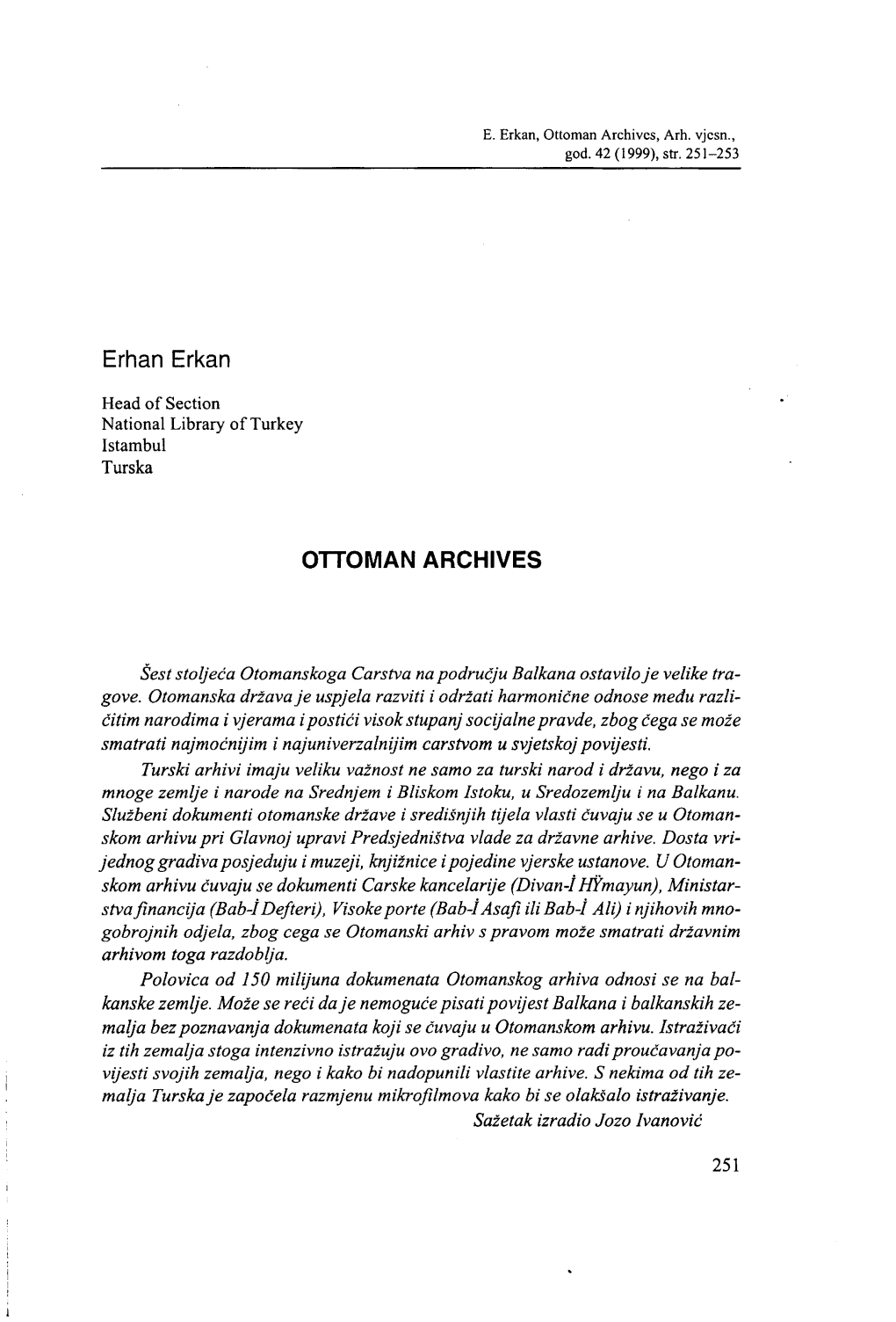 Erhan Erkan OTTOMAN ARCHIVES