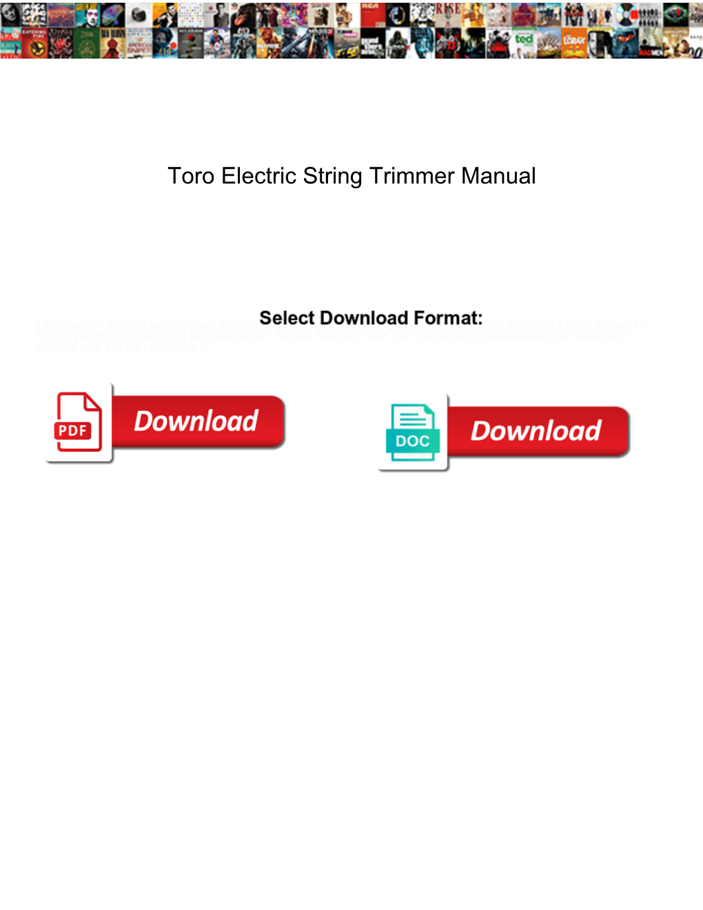 Toro Electric String Trimmer Manual