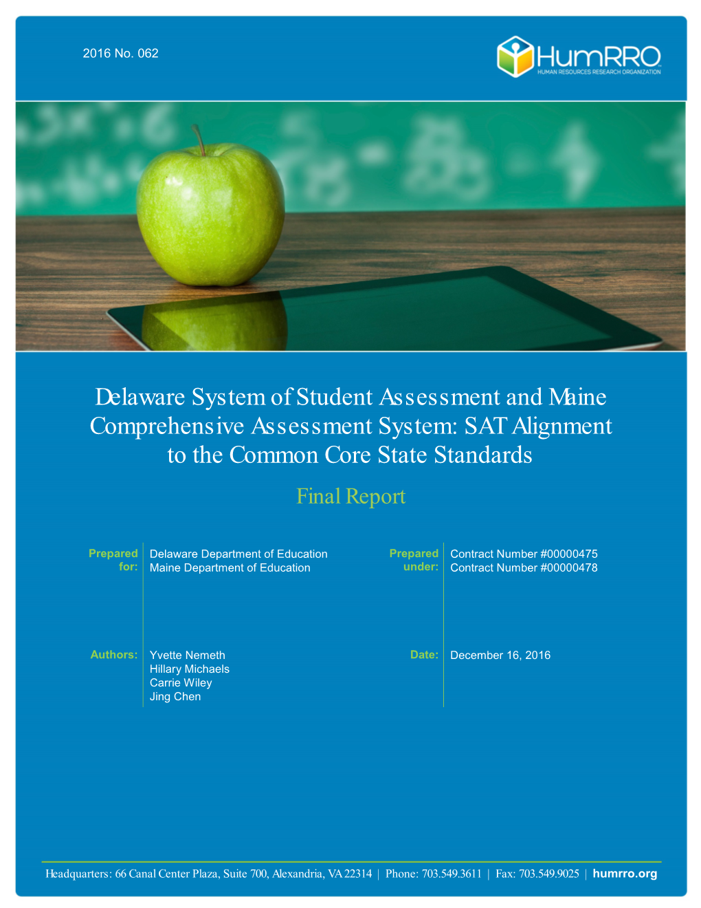 SAT Alignment to the Common Core State Standards Final Report