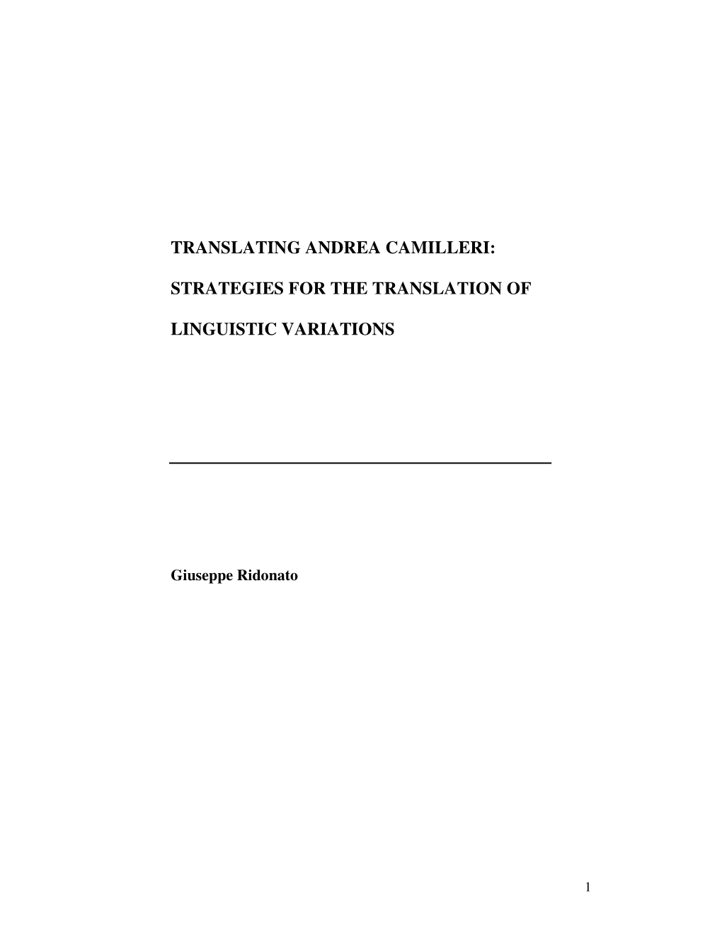 Translating Andrea Camilleri: Strategies for the Translation of Linguistic