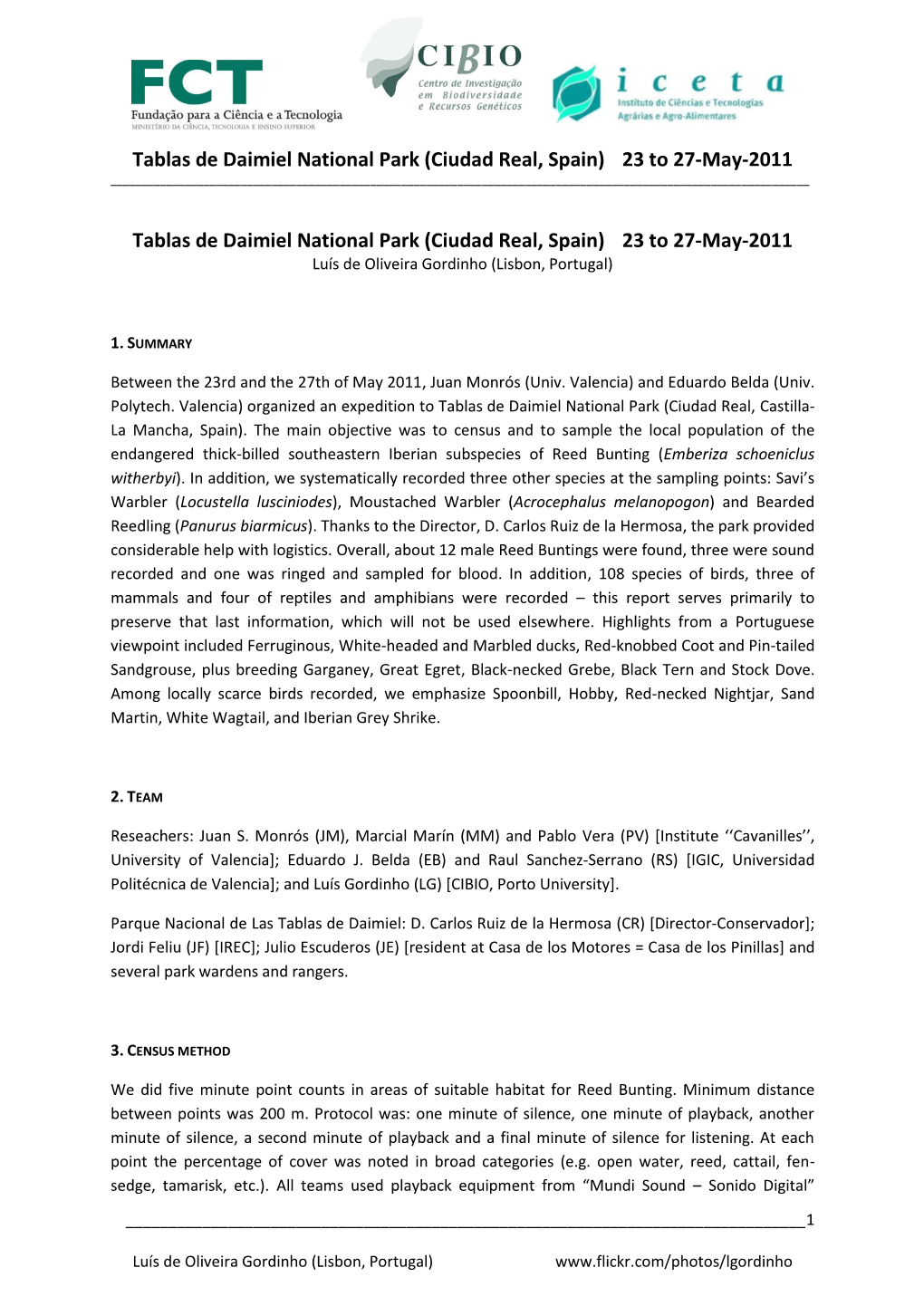 Tablas De Daimiel National Park (Ciudad Real, Spain) 23 to 27-May-2011 ______