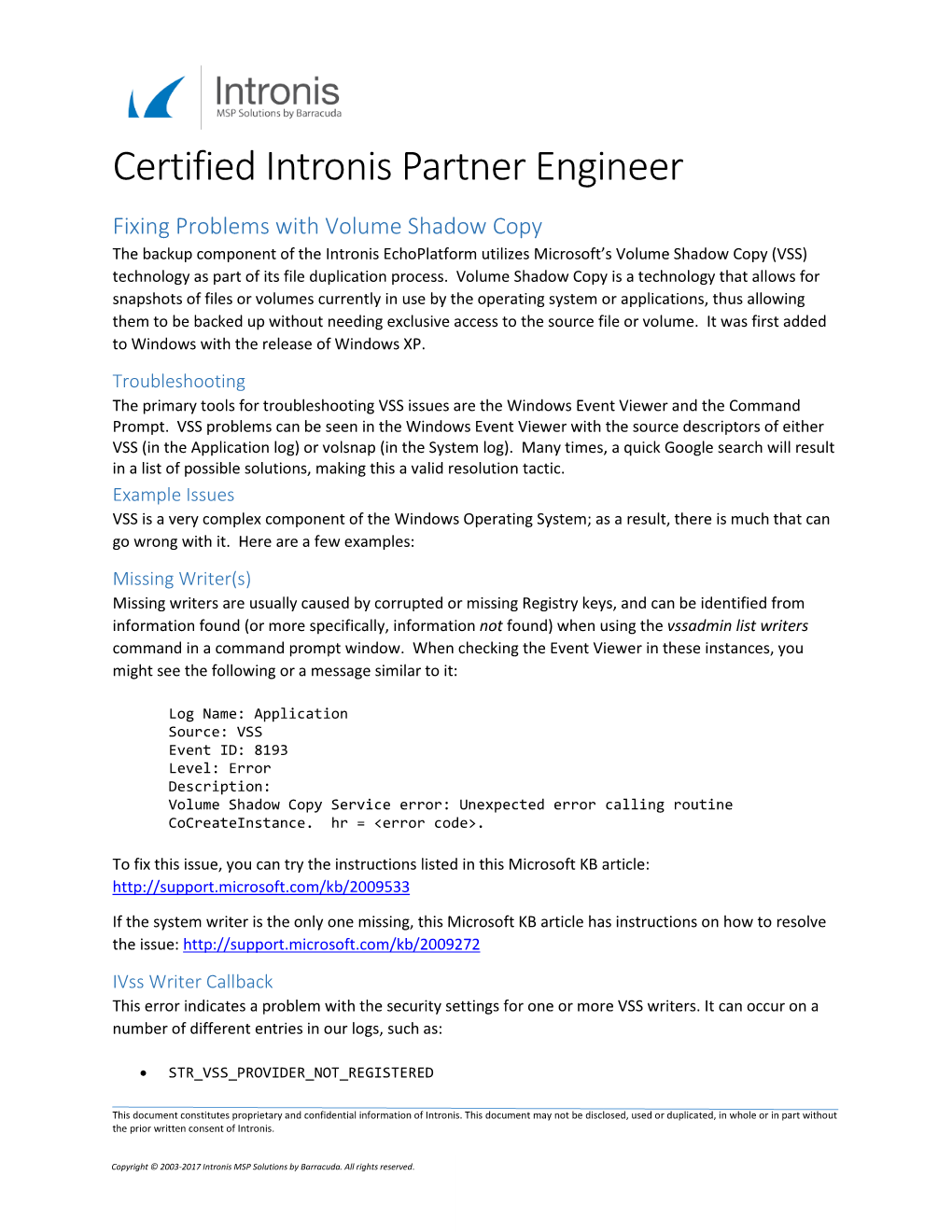 Certified Intronis Partner Engineer