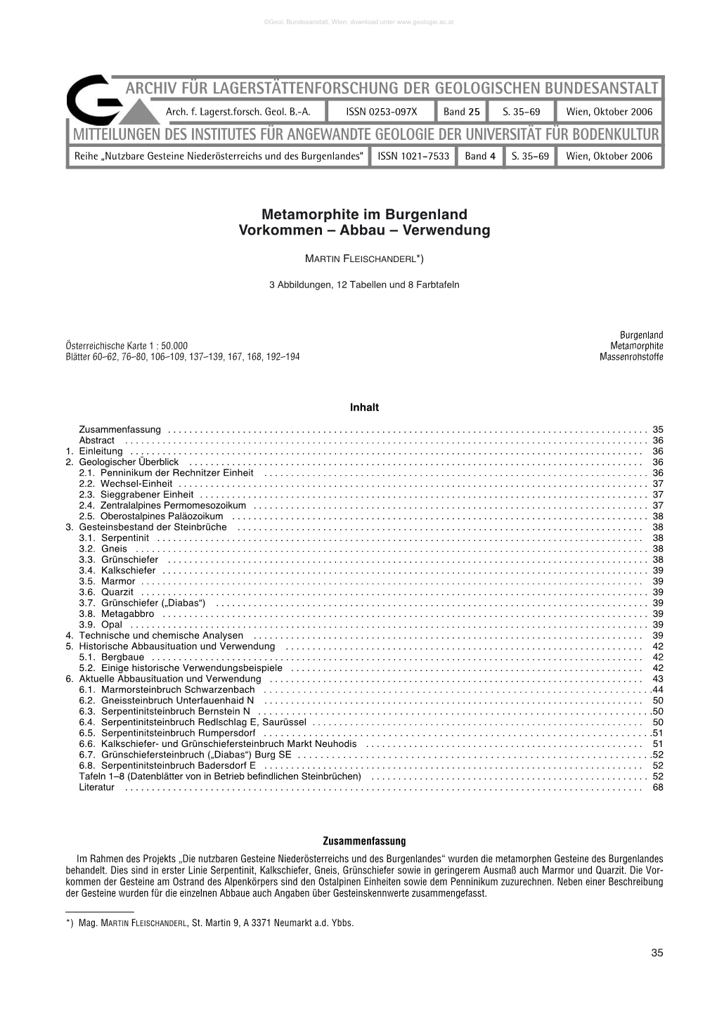 Mitteilungen Des Institutes Für Angewandte Geologie Der Universität Für Bodenkultur