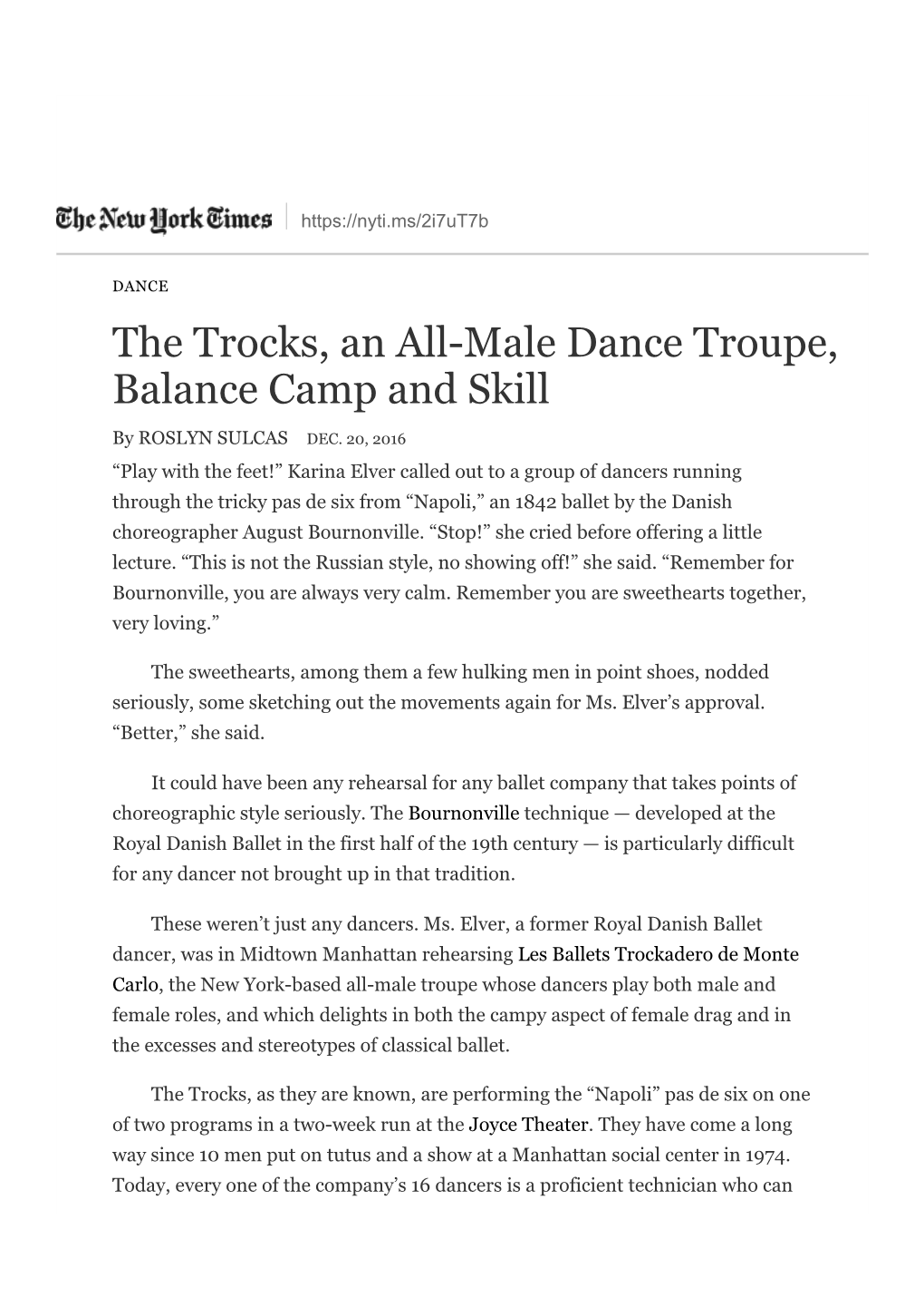 The Trocks, an All-Male Dance Troupe, Balance Camp and Skill