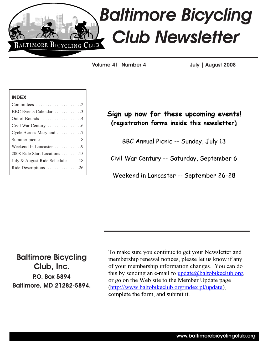 Baltimore Bicycling Club Newsletter