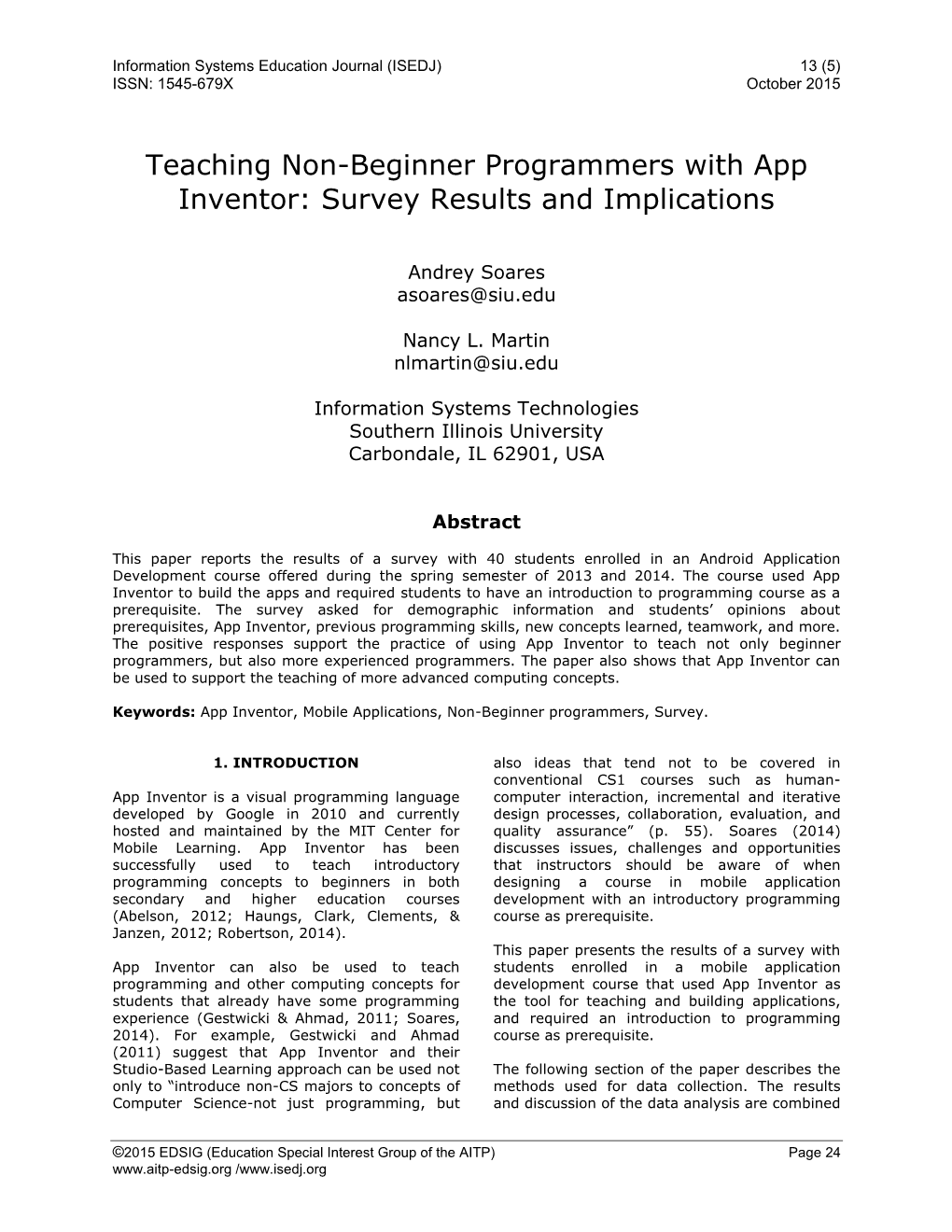 Teaching Non-Beginner Programmers with App Inventor: Survey Results and Implications