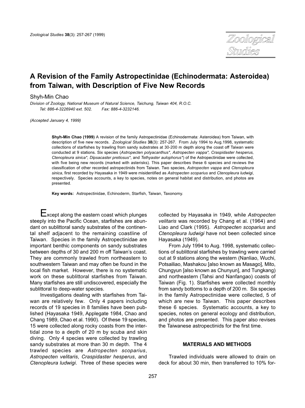 A Revision of the Family Astropectinidae