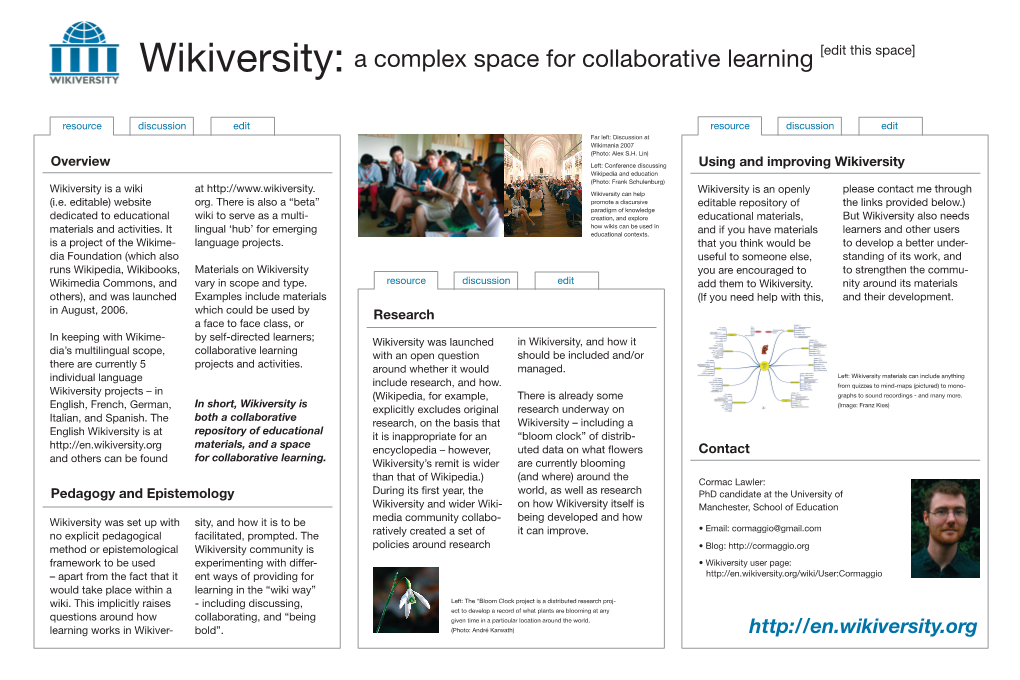 Wikiversity: a Complex Space for Collaborative Learning