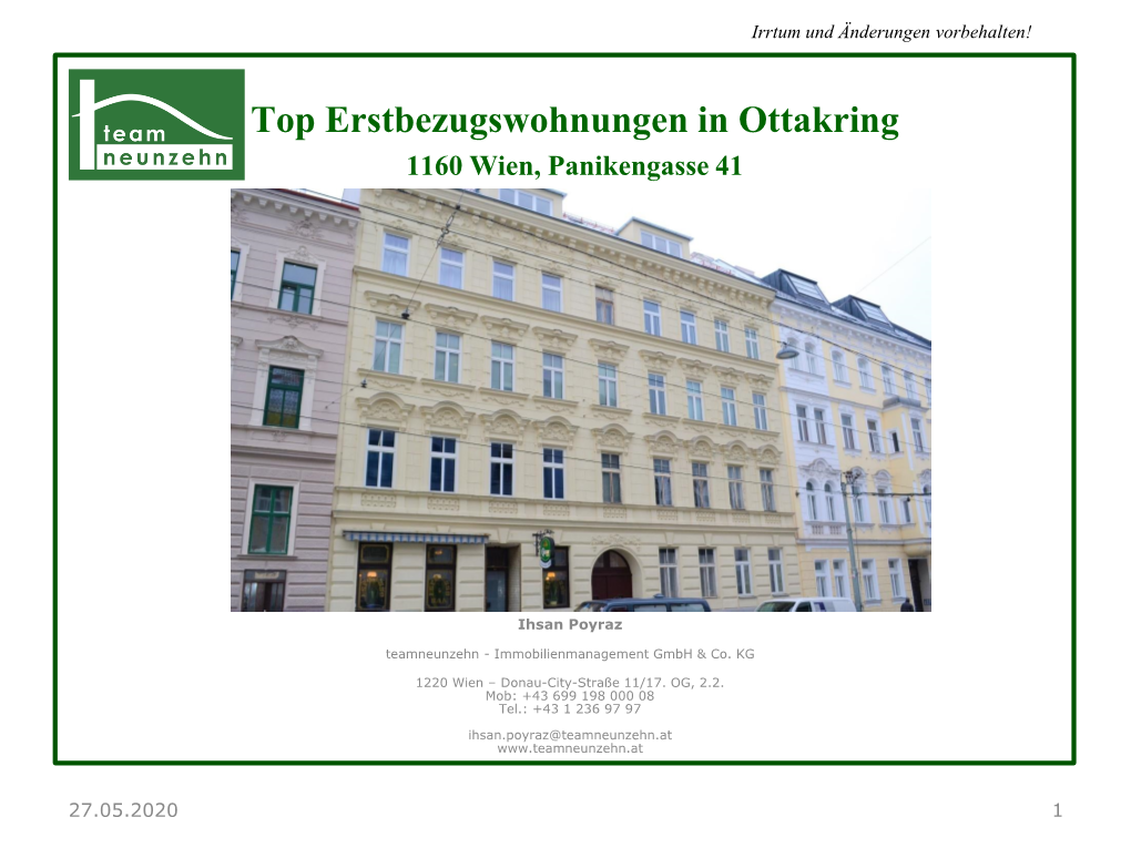 Top Erstbezugswohnungen in Ottakring 1160 Wien, Panikengasse 41