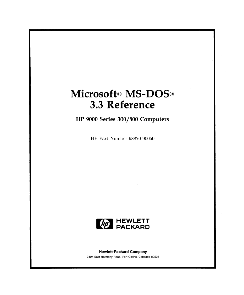 Microsoft® MS-DOS® 3.3 Reference