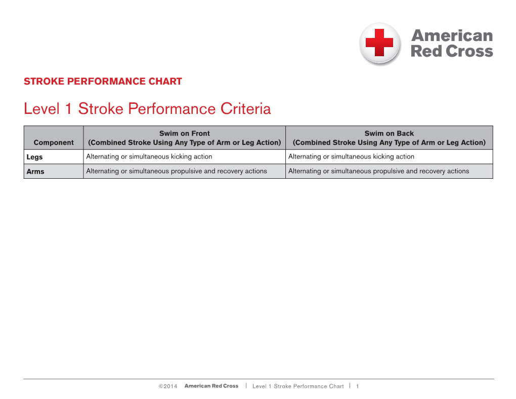 Level 1 Stroke Performance Criteria