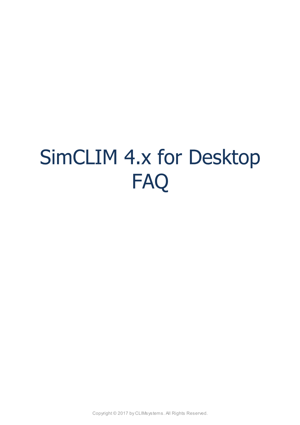 Simclim 4.X for Desktop FAQ