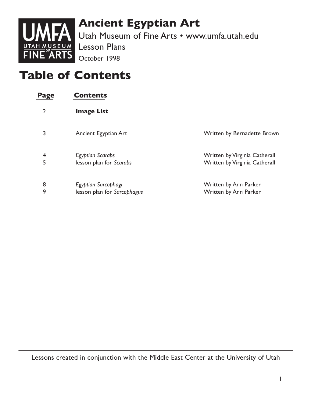 Table of Contents