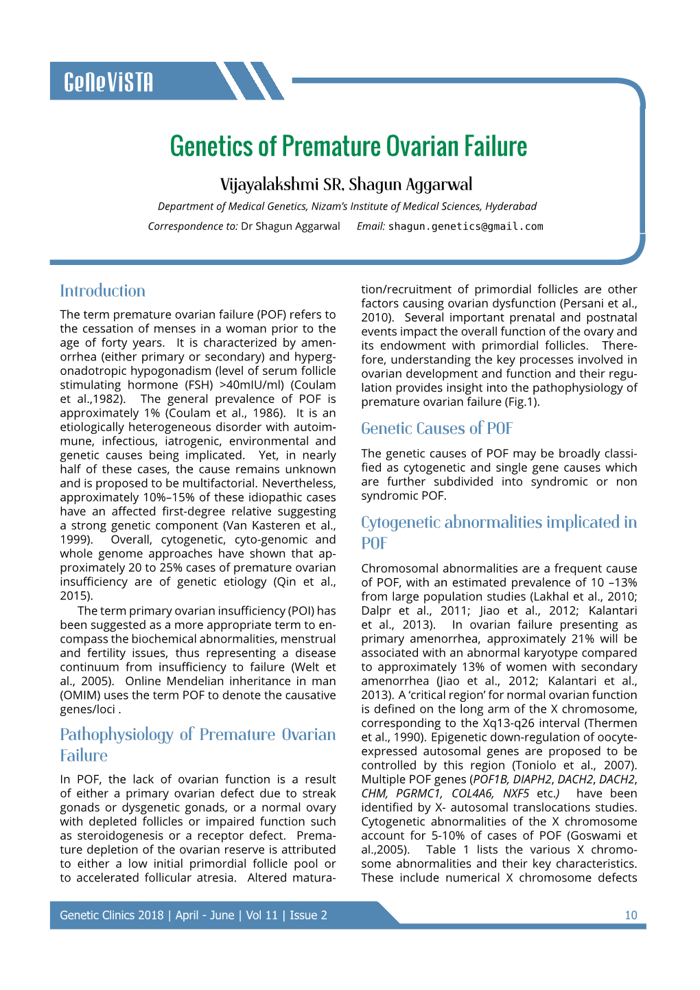 Genevista Genetics of Premature Ovarian Failure