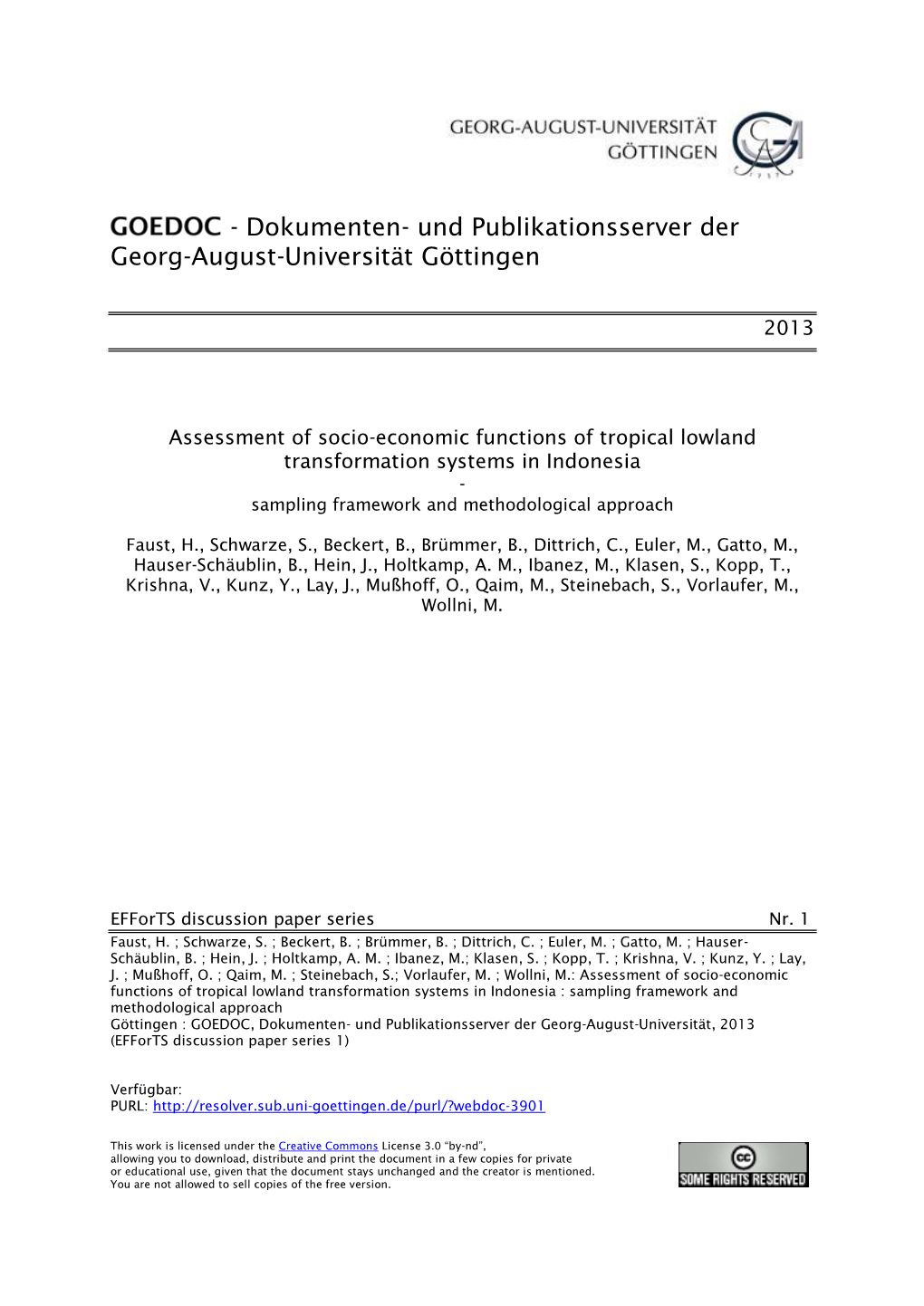 Assessment of Socio-Economic Functions of Tropical Lowland Transformation Systems in Indonesia - Sampling Framework and Methodological Approach