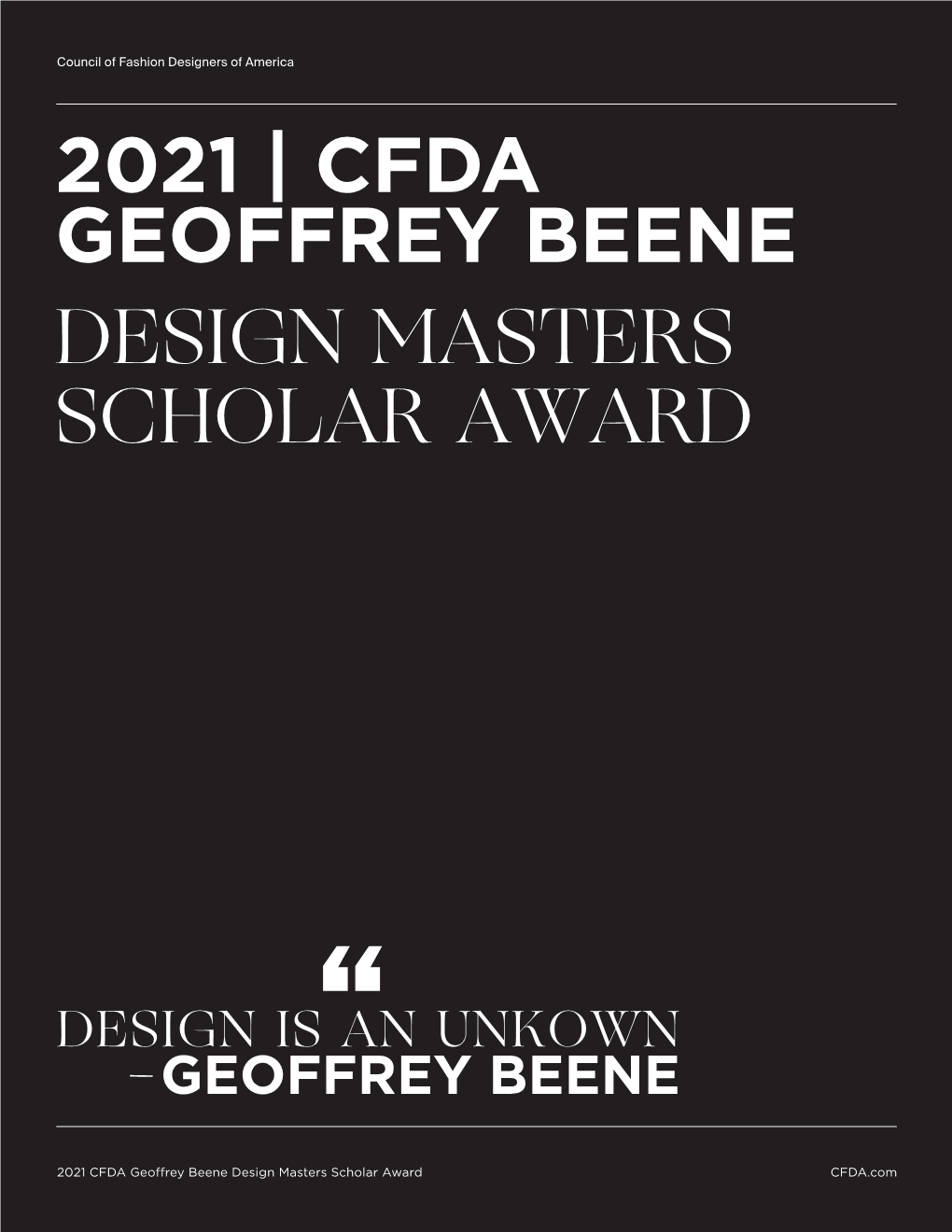 2021 | Cfda Geoffrey Beene Design Masters Scholar Award