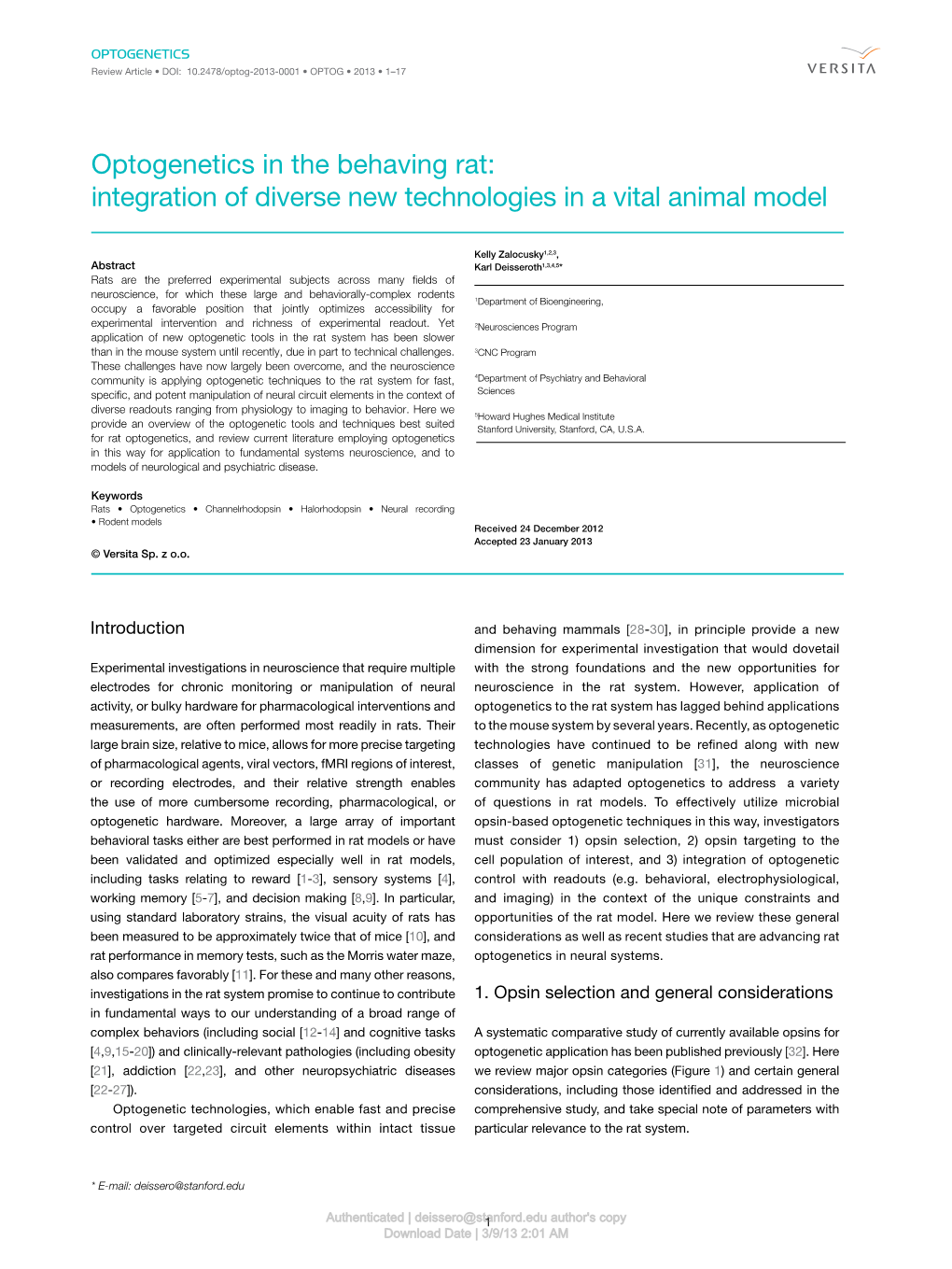 Optogenetics in the Behaving Rat: Integration of Diverse New