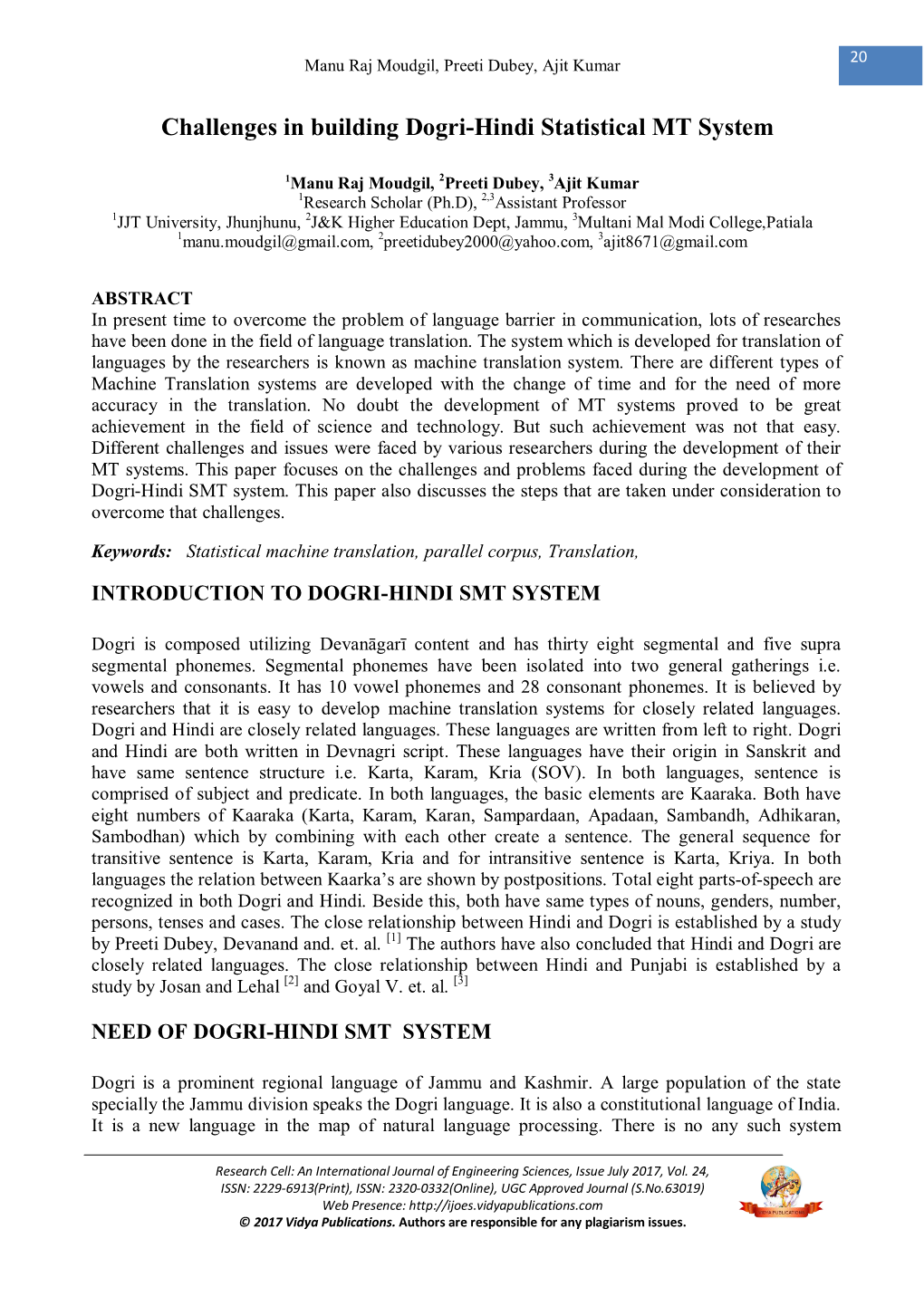 Challenges in Building Dogri-Hindi Statistical MT System