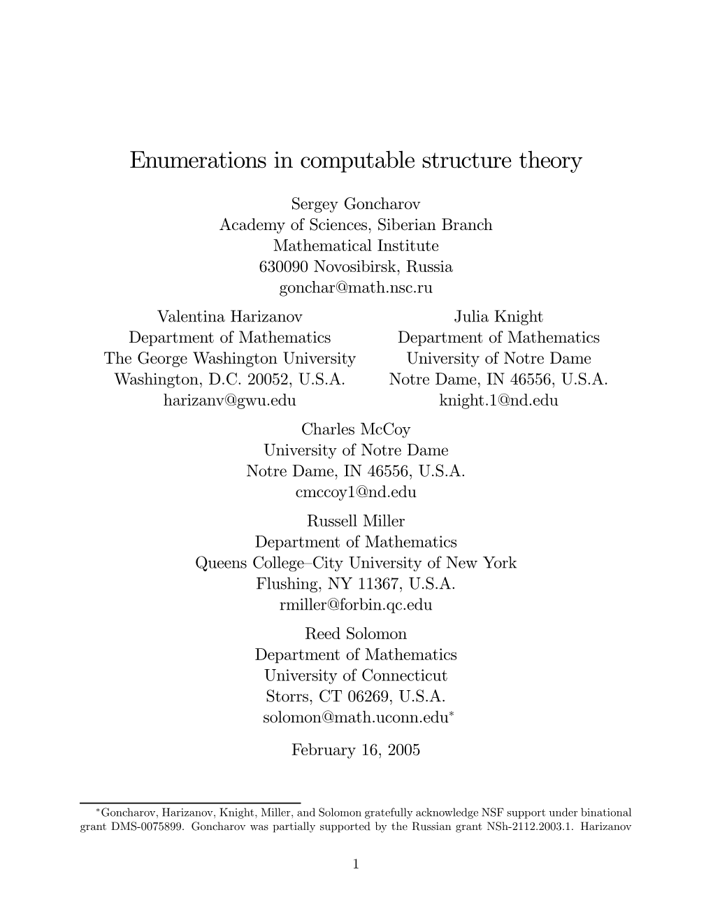 Enumerations in Computable Structure Theory