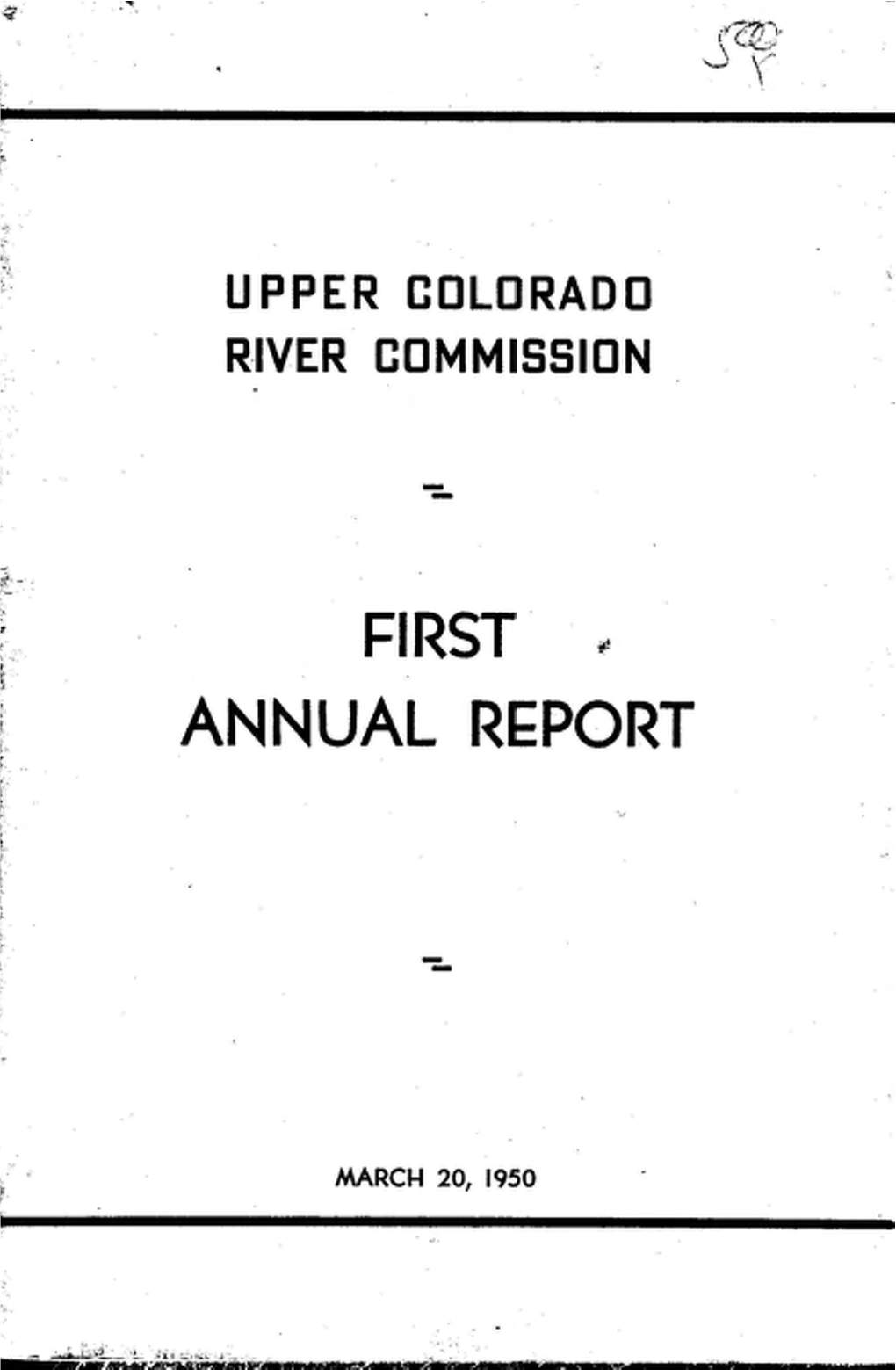 Upper Colorado River Commission First Annual Report