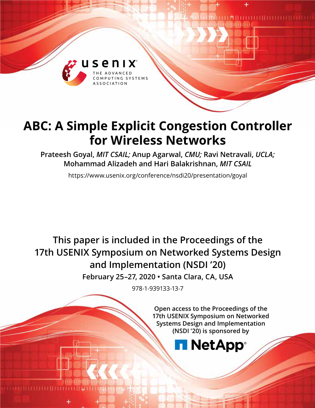 ABC: a Simple Explicit Congestion Controller for Wireless Networks