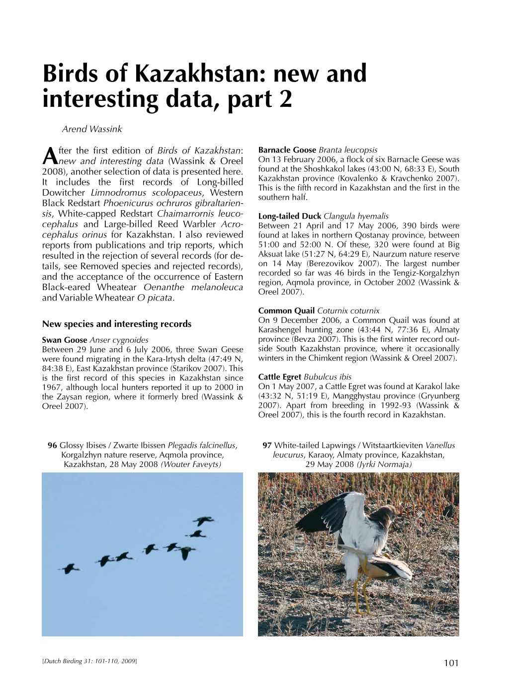 Birds of Kazakhstan: New and Interesting Data, Part 2