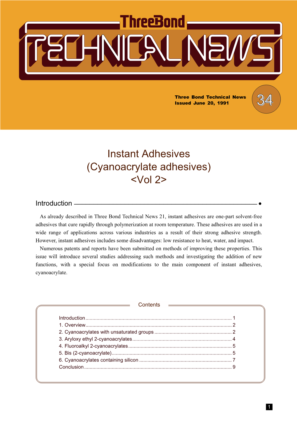 Instant Adhesives (Cyanoacrylate Adhesives) <Vol 2>