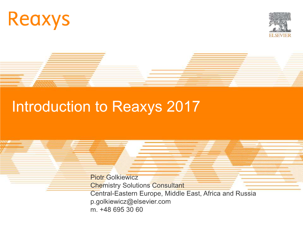 Introduction to Reaxys 2017