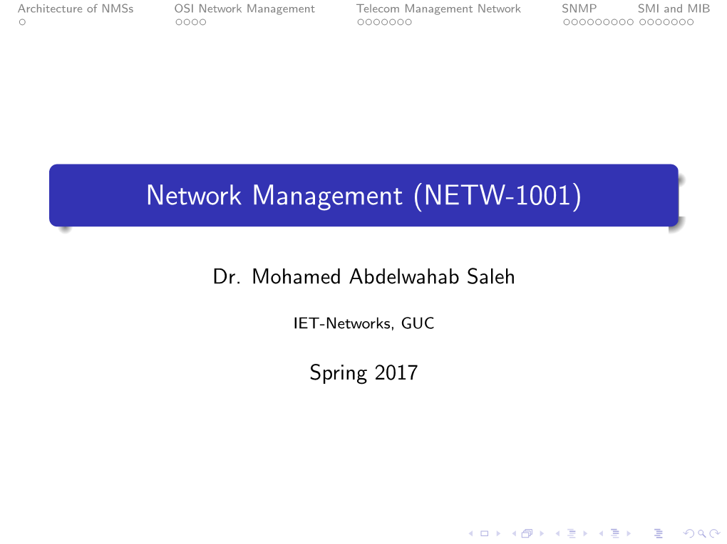 Network Management Telecom Management Network SNMP SMI and MIB