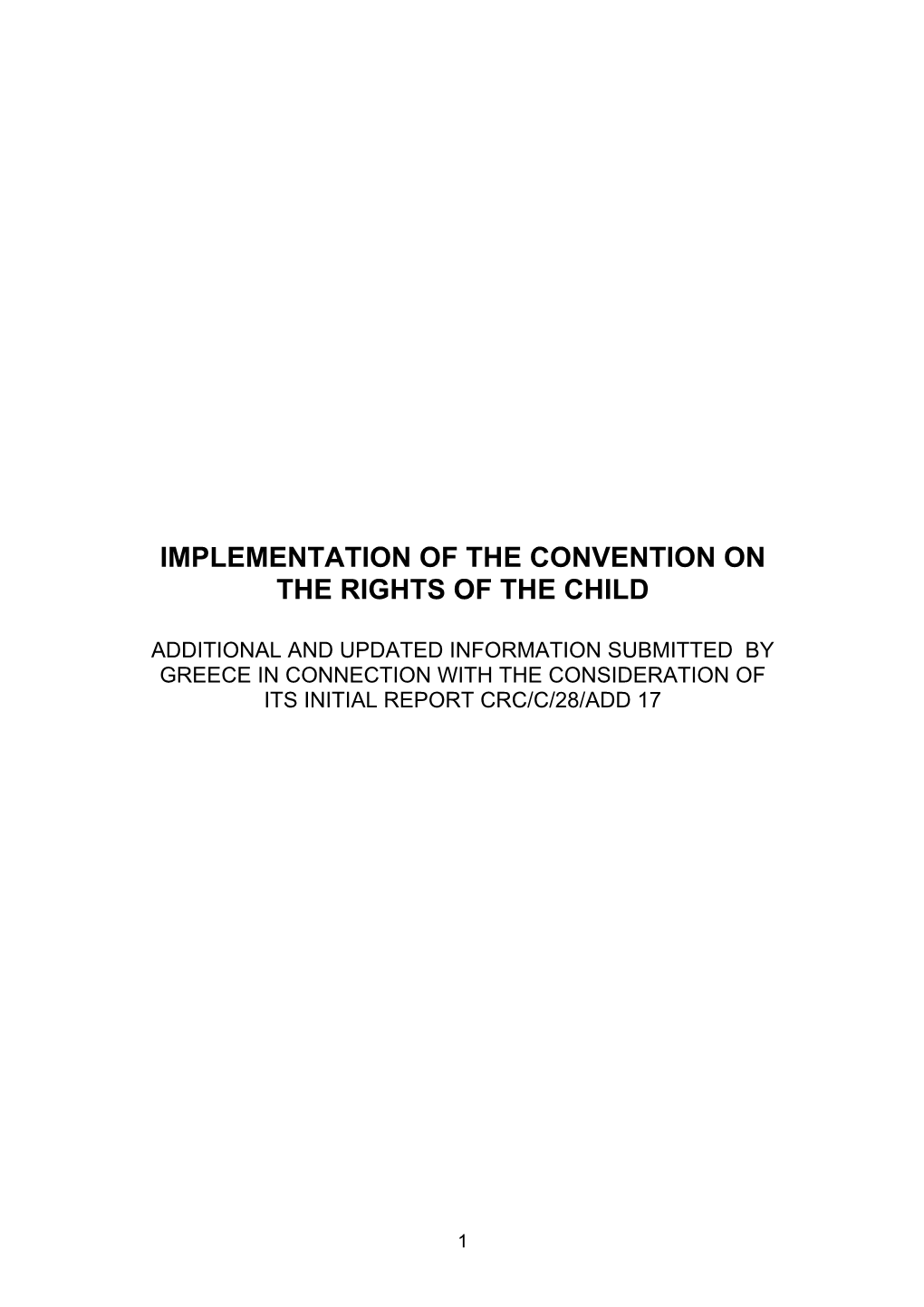 Implementation of the Convention on the Rights of the Child