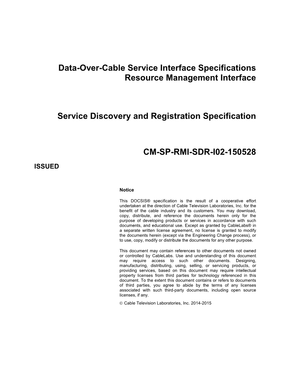 Data-Over-Cable Service Interface Specifications Resource Management Interface