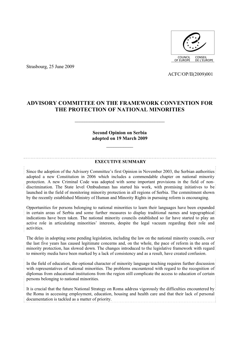 Advisory Committee on the Framework Convention for the Protection of National Minorities ______