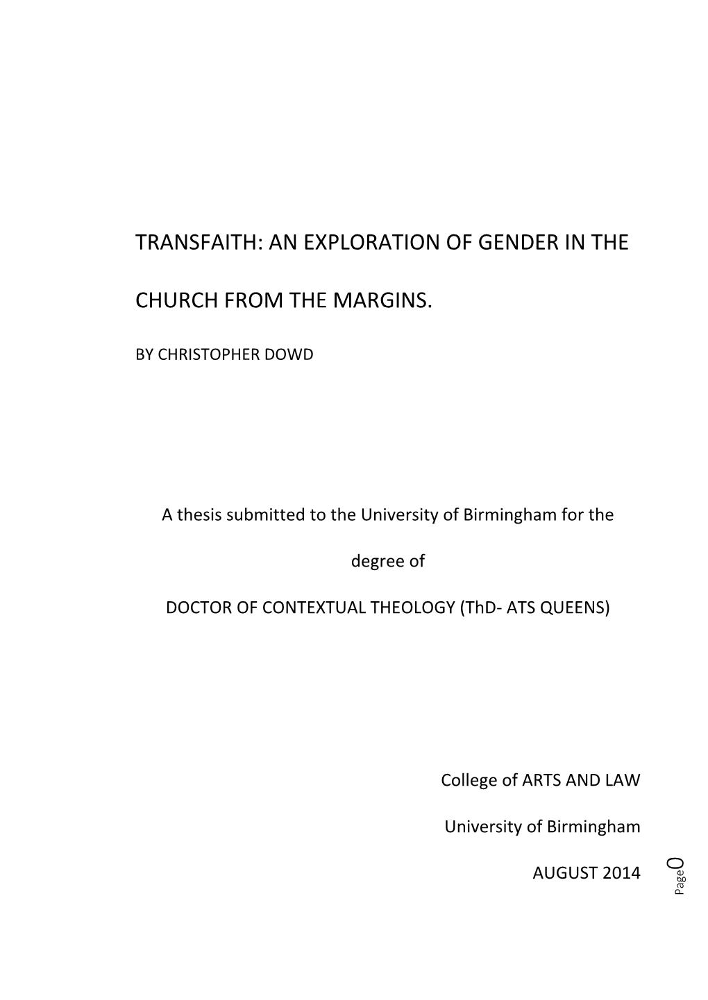 Transfaith: an Exploration of Gender in the Church from the Margins