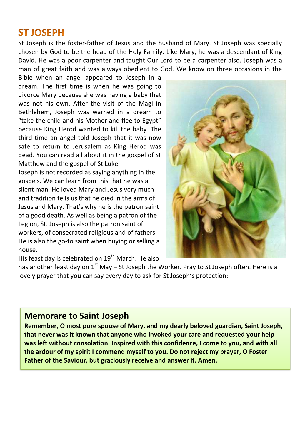 Memorare to Saint Joseph