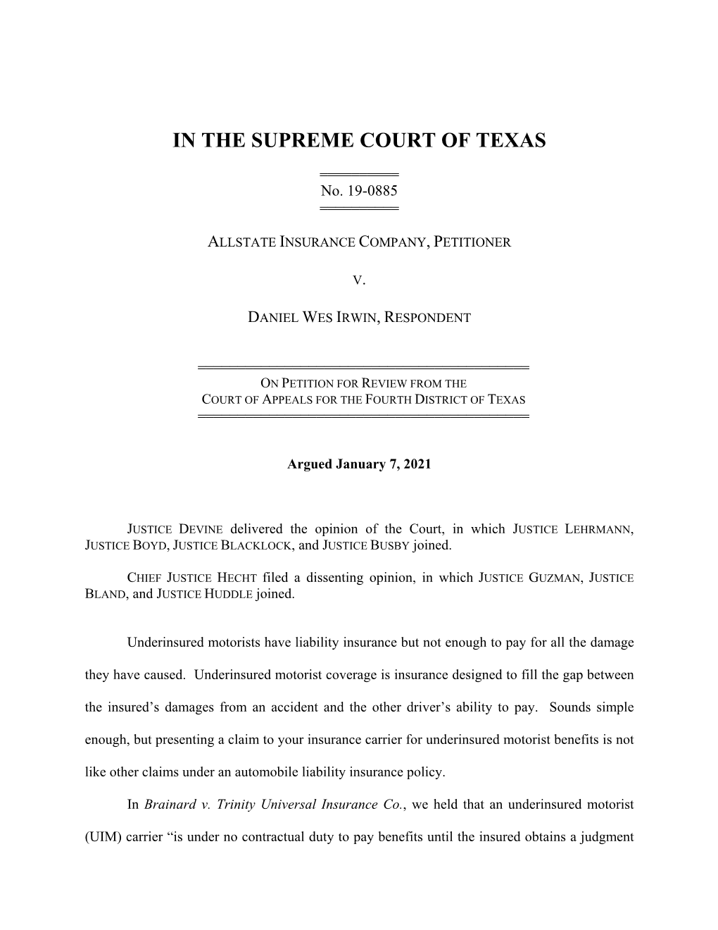 Opinion of the Court, in Which JUSTICE LEHRMANN, JUSTICE BOYD, JUSTICE BLACKLOCK, and JUSTICE BUSBY Joined