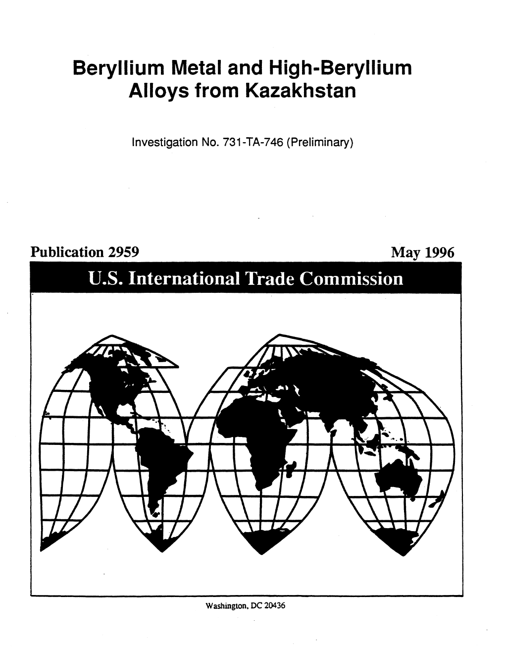 Beryllium Metal and High-Beryllium Alloys from Kazakhstan