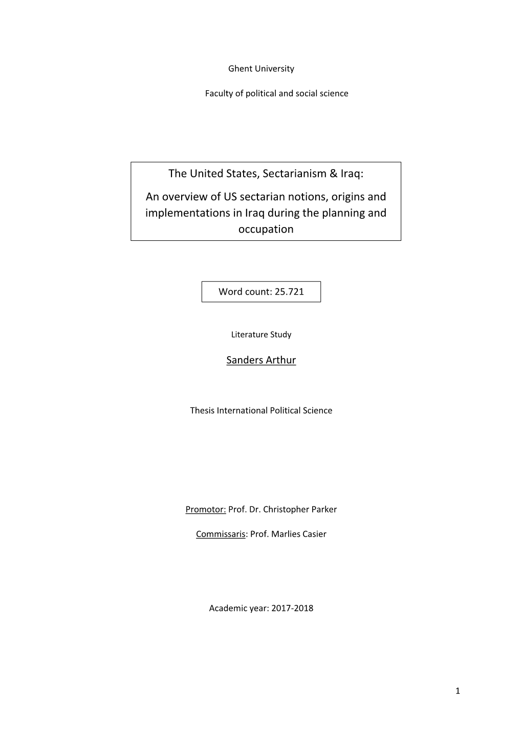 The United States, Sectarianism & Iraq