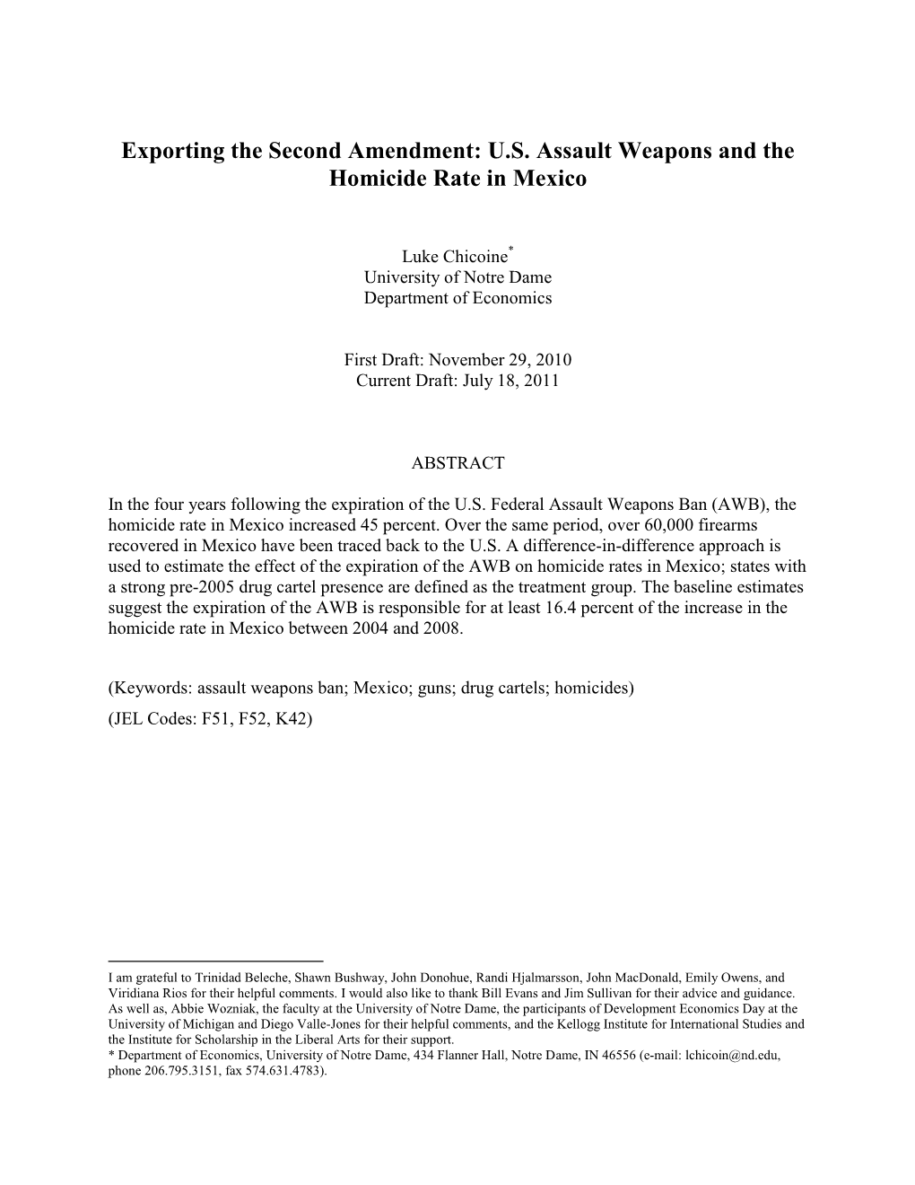 US Assault Weapons and the Homicide Rate in Mexico