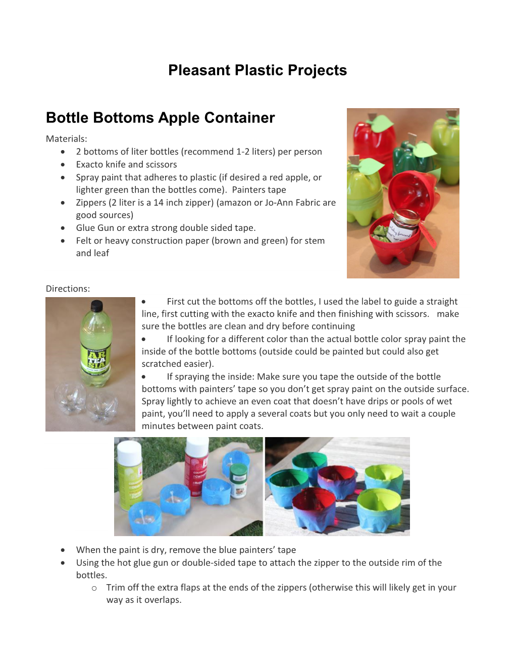 Pleasant Plastic Projects Bottle Bottoms Apple Container