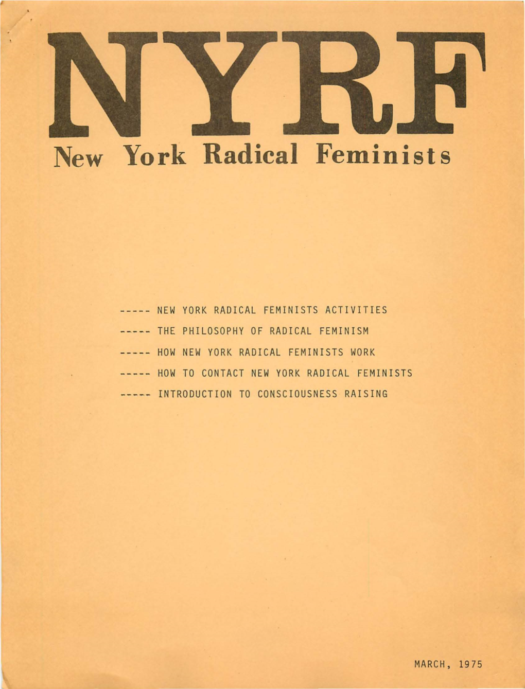 New York Radical Fe~Ninist S