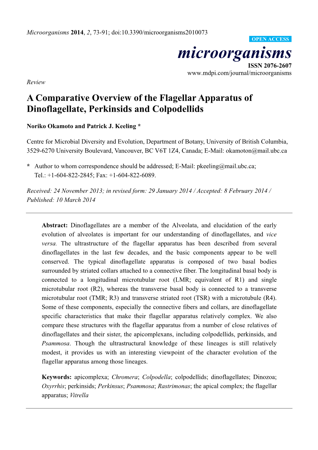 A Comparative Overview of the Flagellar Apparatus of Dinoflagellate, Perkinsids and Colpodellids