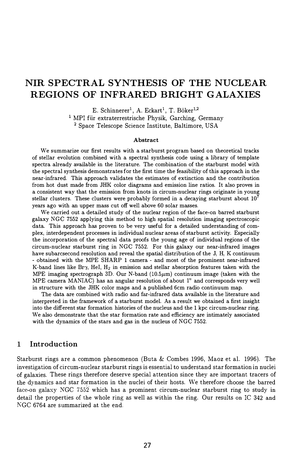Nir Spectral Synthesis of the Nuclear Regions of Infrared Bright Galaxies