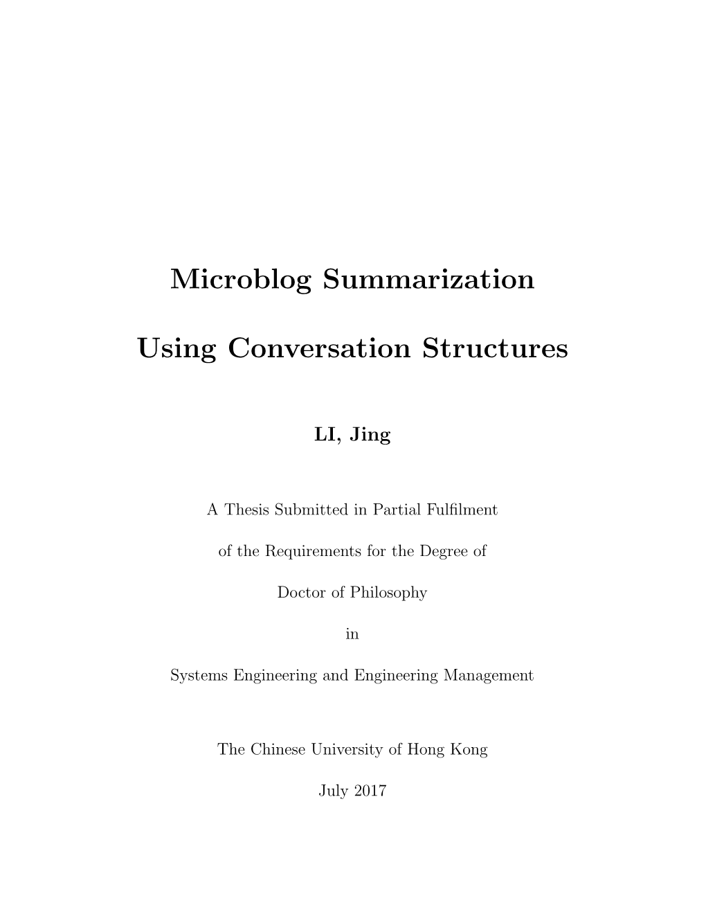 Microblog Summarization Using Conversation Structures