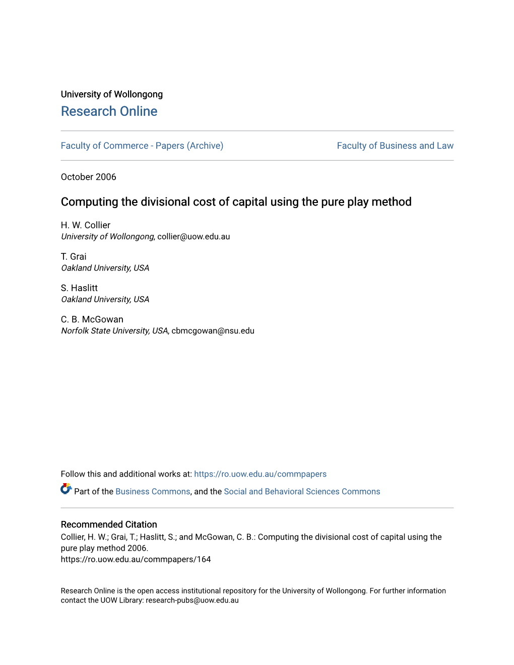 Computing the Divisional Cost of Capital Using the Pure Play Method